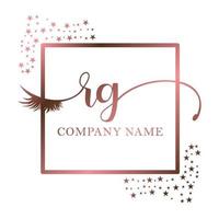 Initiale Logo rg Handschrift Frauen Wimper bilden kosmetisch Hochzeit modern Prämie vektor