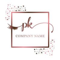 Initiale Logo pk Handschrift Frauen Wimper bilden kosmetisch Hochzeit modern Prämie vektor