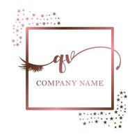 Initiale Logo qv Handschrift Frauen Wimper bilden kosmetisch Hochzeit modern Prämie vektor