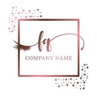 Initiale Logo fq Handschrift Frauen Wimper bilden kosmetisch Hochzeit modern Prämie vektor