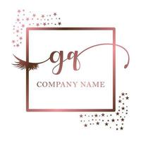 Initiale Logo gq Handschrift Frauen Wimper bilden kosmetisch Hochzeit modern Prämie vektor