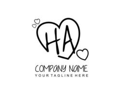 Initiale Ha mit Herz Liebe Logo Vorlage Vektor