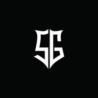 sg-Monogramm-Buchstaben-Logo-Band mit Schild-Stil auf schwarzem Hintergrund isoliert vektor