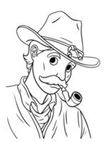 Cowboy mit ein Tabak Rohr isoliert Färbung vektor