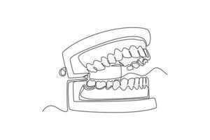 kontinuierlich einer Linie Zeichnung Zähne Modell. Dental Gesundheit Konzept. Single Linie zeichnen Design Vektor Grafik Illustration.