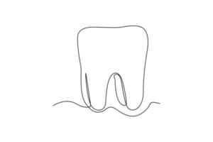 kontinuerlig ett linje teckning tänder. dental hälsa begrepp. enda linje dra design vektor grafisk illustration.