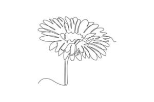 kontinuerlig ett linje teckning en daisy. vår begrepp. enda linje dra design vektor grafisk illustration.