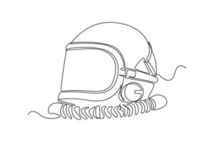 kontinuierlich einer Linie Zeichnung Astronaut Helm. äußere Raum Konzept. Single Linie zeichnen Design Vektor Grafik Illustration.