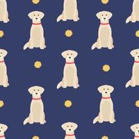 gyllene retriever hundar i annorlunda poser och täcka färger. sömlös mönster. vuxen goldies och valp uppsättning. vektor illustration