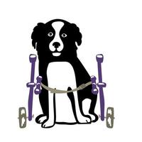 hund i en rullstol för de hind tassar. vektor illustration i en platt stil