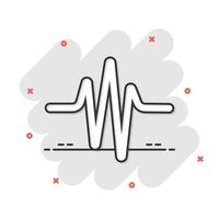 Schallwellen-Symbol im Comic-Stil. Herzschlag-Vektor-Cartoon-Illustration auf weißem, isoliertem Hintergrund. Geschäftskonzept mit Pulsrhythmus-Splash-Effekt. vektor