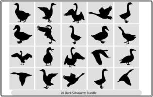 Silhouetten von Wild- und Hausenten. Ente im Flug. Vektor