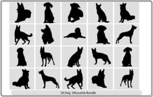 Vektorsilhouette des Hundes auf weißem Hintergrund, schwarze Silhouette vektor