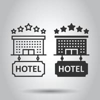 hotell 5 stjärnor tecken ikon i platt stil. värdshus byggnad vektor illustration på vit isolerat bakgrund. vandrarhem rum företag begrepp.
