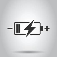 batteri avgift ikon i platt stil. kraft nivå vektor illustration på vit isolerat bakgrund. litium ackumulator företag begrepp.