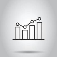 wachsendes Balkendiagramm-Symbol im flachen Stil. Erhöhen Sie die Pfeilvektorillustration auf weißem Hintergrund. Infografik Fortschritt Geschäftskonzept. vektor