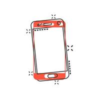 Telefon-Gerätezeichen-Symbol im Comic-Stil. Smartphone-Vektor-Cartoon-Illustration auf weißem, isoliertem Hintergrund. Telefon-Geschäftskonzept-Splash-Effekt. vektor