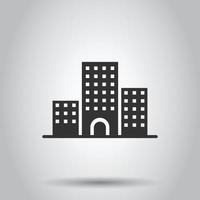 byggnad ikon i platt stil. stad skyskrapa lägenhet vektor illustration på vit isolerat bakgrund. stad torn företag begrepp.