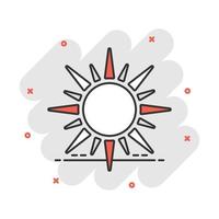Vektor-Cartoon-Sonnensymbol im Comic-Stil. Sommersonnenscheinkonzept-Illustrationspiktogramm. Sun Business Splash-Effekt-Konzept. vektor