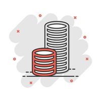 tecknad serie pengar ikon i komisk stil. dollar finansiera tecken illustration piktogram. mynt stänk företag begrepp. vektor
