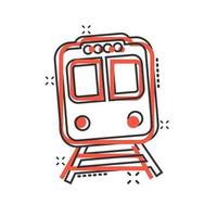 U-Bahn-Symbol im Comic-Stil. Zug-U-Bahn-Cartoon-Vektorillustration auf weißem, isoliertem Hintergrund. Geschäftskonzept mit Spritzeffekt für die Eisenbahnfracht. vektor