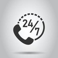 Telefondienst 24 7 Symbol im flachen Stil. Telefongesprächsvektorillustration auf weißem lokalisiertem Hintergrund. Hotline-Kontakt-Geschäftskonzept. vektor