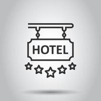 Hotel 5-Sterne-Schild-Symbol im flachen Stil. Inn-Vektor-Illustration auf weißem Hintergrund isoliert. Geschäftskonzept für Hostelzimmerinformationen. vektor