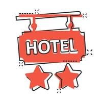 Hotel 2-Sterne-Schild-Symbol im Comic-Stil. Inn Cartoon-Vektor-Illustration auf weißem Hintergrund isoliert. Geschäftskonzept mit Splash-Effekt für Hostelzimmerinformationen. vektor