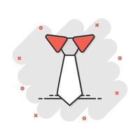 Vektor-Cartoon-Krawattensymbol im Comic-Stil. Krawatte Zeichen Abbildung Piktogramm. Business-Splash-Effekt-Konzept zu binden. vektor