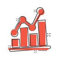 Diagrammdiagramm-Symbol im Comic-Stil. Pfeil wachsen Cartoon-Vektor-Illustration auf weißem Hintergrund isoliert. Analyse-Splash-Effekt-Geschäftskonzept. vektor