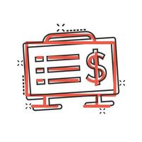 Finanzpräsentationssymbol im Comic-Stil. Geldanalysekarikatur-Vektorillustration auf weißem lokalisiertem Hintergrund. Geschäftskonzept mit Splash-Effekt für Marketingdiagramme. vektor