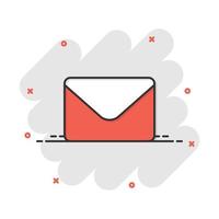 Mail-Umschlag-Symbol im Comic-Stil. Empfangen Sie E-Mail-Brief-Spam-Vektor-Cartoon-Illustrations-Piktogramm. E-Mail-Kommunikation Geschäftskonzept Splash-Effekt. vektor