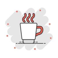 Kaffee, Teetassen-Symbol im Comic-Stil. Kaffeetasse Vektor Cartoon Illustration Piktogramm. Getränk-Geschäftskonzept-Splash-Effekt.