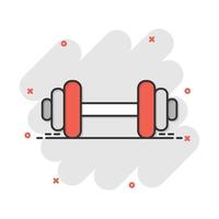 Vektor-Cartoon-Hantel-Fitnessstudio-Symbol im Comic-Stil. Langhantel-Konzept Illustration Piktogramm. Bodybuilding-Sport-Business-Splash-Effekt-Konzept. vektor