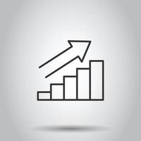 Diagrammdiagramm-Symbol im flachen Stil. Pfeil wächst Vektorillustration auf weißem, isoliertem Hintergrund. Analyse Geschäftskonzept. vektor