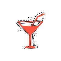 Alkohol-Cocktail-Symbol im Comic-Stil. Getränkglasvektor-Karikaturillustration auf weißem lokalisiertem Hintergrund. Martini Liquid Geschäftskonzept Splash-Effekt. vektor