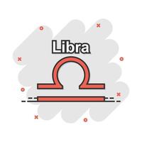 vektor tecknad serie libra zodiaken ikon i komisk stil. astrologi tecken illustration piktogram. libra horoskop företag stänk effekt begrepp.