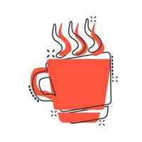 Kaffee, Teetassen-Symbol im Comic-Stil. Kaffeetasse Vektor Cartoon Illustration Piktogramm. Getränk-Geschäftskonzept-Splash-Effekt.