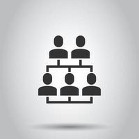 Unternehmensorganigramm mit Geschäftsleuten Vektorsymbol im flachen Stil. Abbildung der Zusammenarbeit der Menschen auf weißem Hintergrund. Teamwork-Geschäftskonzept. vektor