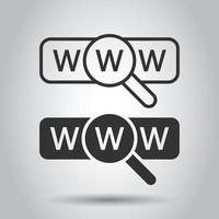 globales Suchsymbol im flachen Stil. Website-Adresse-Vektor-Illustration auf weißem Hintergrund isoliert. WWW-Netzwerk-Geschäftskonzept. vektor