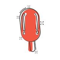 Eis-Symbol im Comic-Stil. Eisbecher-Cartoon-Vektorillustration auf weißem, isoliertem Hintergrund. Geschäftskonzept mit Sorbet-Dessert-Splash-Effekt. vektor