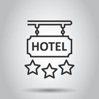 Hotel 3-Sterne-Schild-Symbol im flachen Stil. Inn-Vektor-Illustration auf weißem Hintergrund isoliert. Geschäftskonzept für Hostelzimmerinformationen. vektor