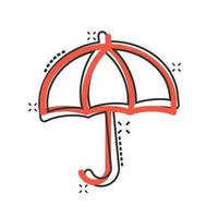Regenschirm-Symbol im Comic-Stil. Sonnenschirm Cartoon-Vektor-Illustration auf weißem Hintergrund isoliert. Baldachin-Splash-Effekt-Geschäftskonzept. vektor
