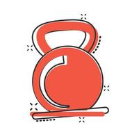 Kettlebell-Symbol im Comic-Stil. Langhantel-Sportgeräte-Cartoon-Vektorillustration auf weißem, isoliertem Hintergrund. Geschäftskonzept mit Hantel-Splash-Effekt. vektor