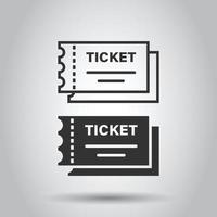 Kinoticket-Symbol im flachen Stil. Geben Sie eine Coupon-Eingangsvektorillustration auf weißem, isoliertem Hintergrund zu. Ticket-Geschäftskonzept. vektor