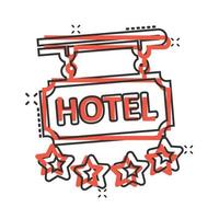 Hotel 4-Sterne-Schild-Symbol im Comic-Stil. Inn Cartoon-Vektor-Illustration auf weißem Hintergrund isoliert. Geschäftskonzept mit Splash-Effekt für Hostelzimmerinformationen. vektor