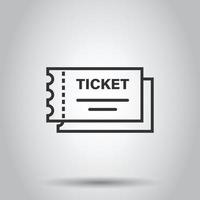 Kinoticket-Symbol im flachen Stil. Geben Sie eine Coupon-Eingangsvektorillustration auf weißem, isoliertem Hintergrund zu. Ticket-Geschäftskonzept. vektor