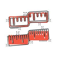 mäta tejp ikon i komisk stil. linjal tecknad serie tecken vektor illustration på vit isolerat bakgrund. meter stänk effekt företag begrepp.