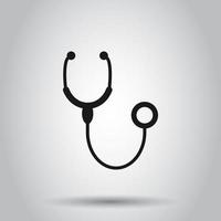stetoskop tecken ikon i platt stil. läkare medicinsk vektor illustration på isolerat bakgrund. sjukhus företag begrepp.