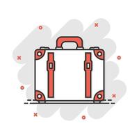 vektor tecknad serie resväska ikon i komisk stil. fall för turism, resa, resa tecken illustration piktogram. resväska företag stänk effekt begrepp.